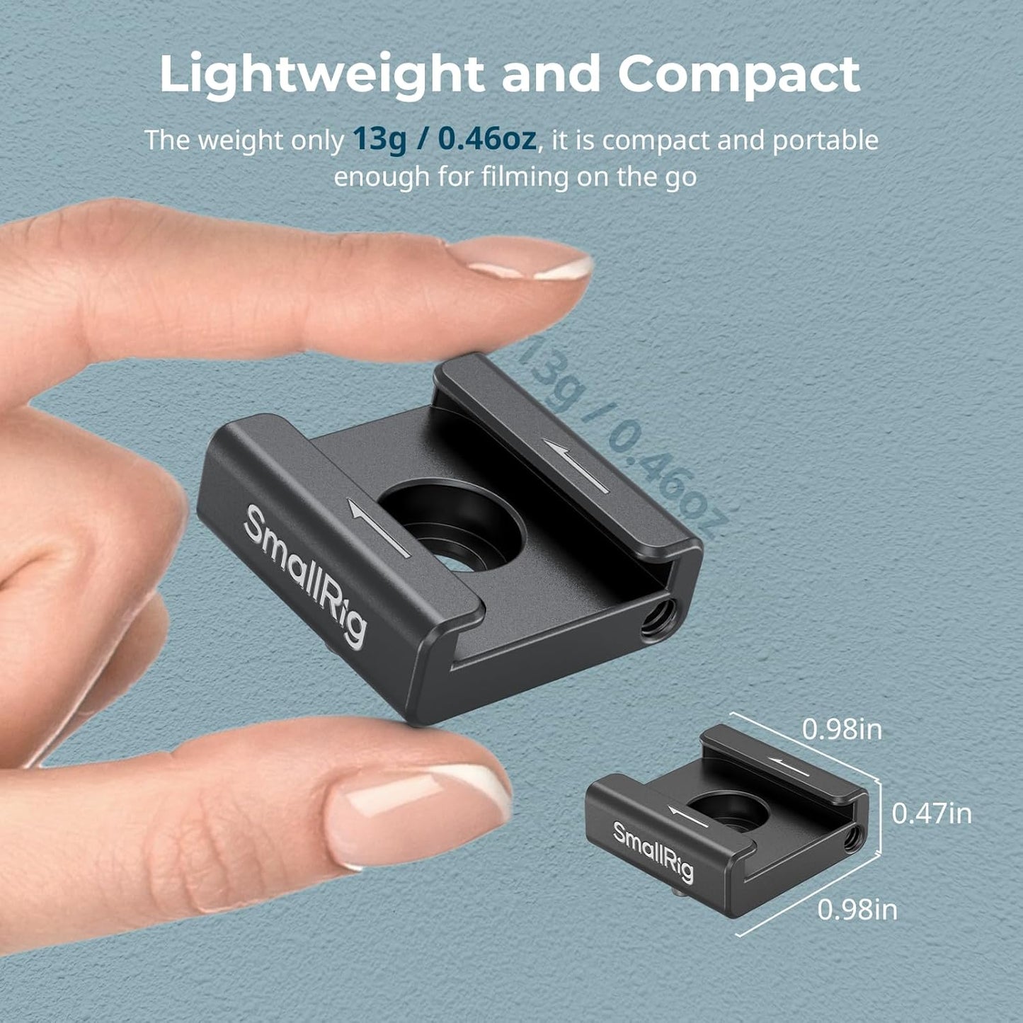 SmallRig Anti-Twist Cold Shoe Mount Adapter (2pcs) with 1/4"-20 Screws, for Flash LED Light Monitor Microphone, with Anti Twist Pins, Compatible with SmallRig Cage - 5032