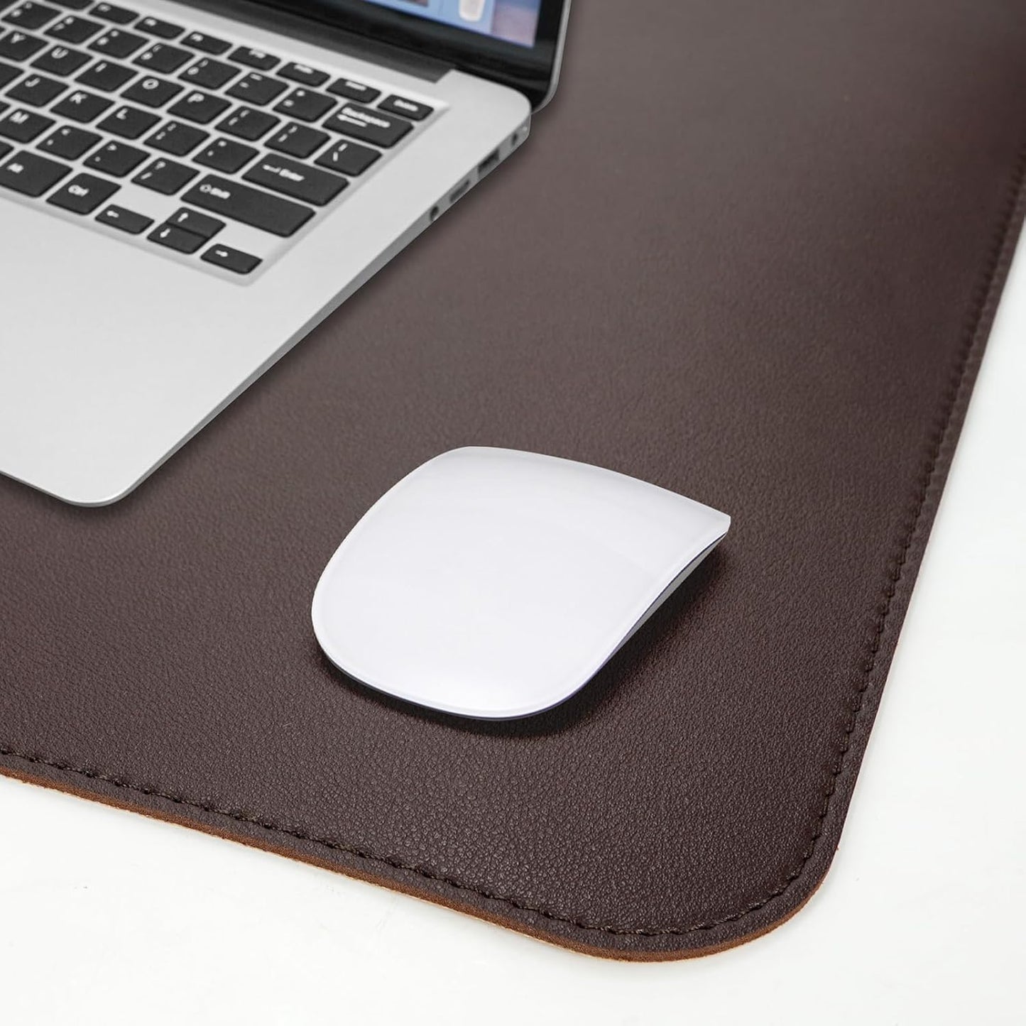 AFIING Leather Desk pad Protector, Large Non-Slip Office Desk Mat with Natural Cork & PU Leather, Waterproof Writing Mouse Pad for Office and Home (55in*17in,Coffee)
