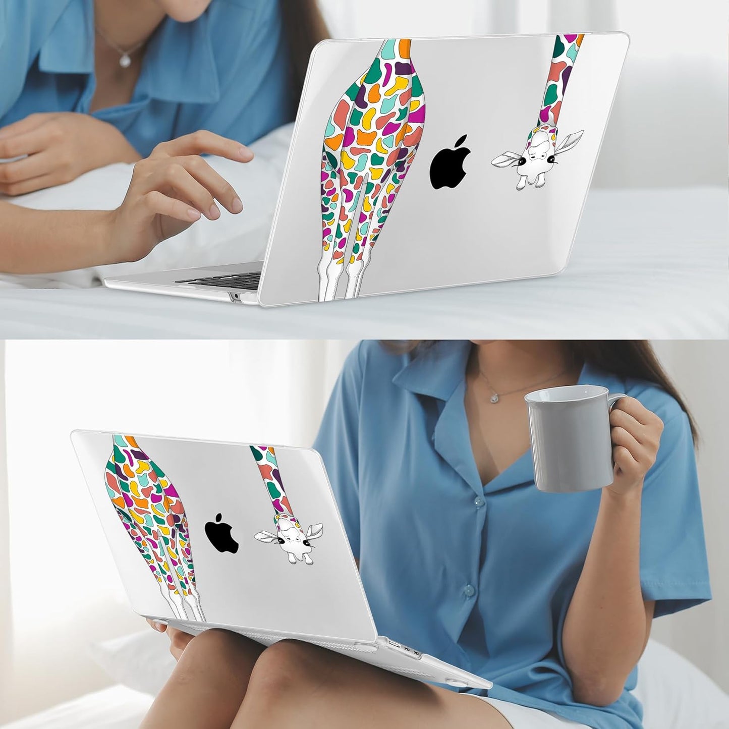 Mektron for 2025 M4 MacBook Air 13.6 Inch A3240 Case Fits 2023 A2681 M2 2024 A3113 M3 Chip with Liquid Retina Display Touch ID, Printed Plastic Hard Shell Cover for MacBook Air 13.6", Giraffe