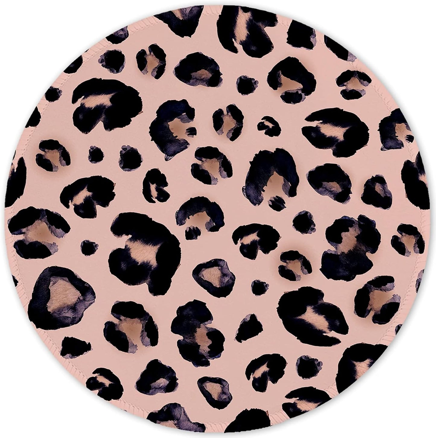 ITNRSIIET Round Mouse Pad with Stitched Edge Premium-Textured Waterproof Non-Slip Rubber Base Desktop Protection Mat Diameter 8.7 inches, Leopard Black Purple