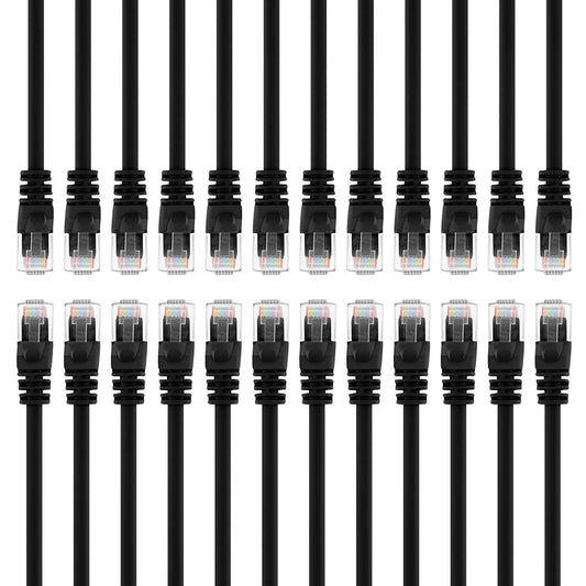 GearIT 50-Pack, Cat5e Ethernet Patch Cable 3 Feet - Snagless RJ45 Computer LAN Network Cord, Black - Compatible with 48 Port Switch POE Rackmount 48port Gigabit