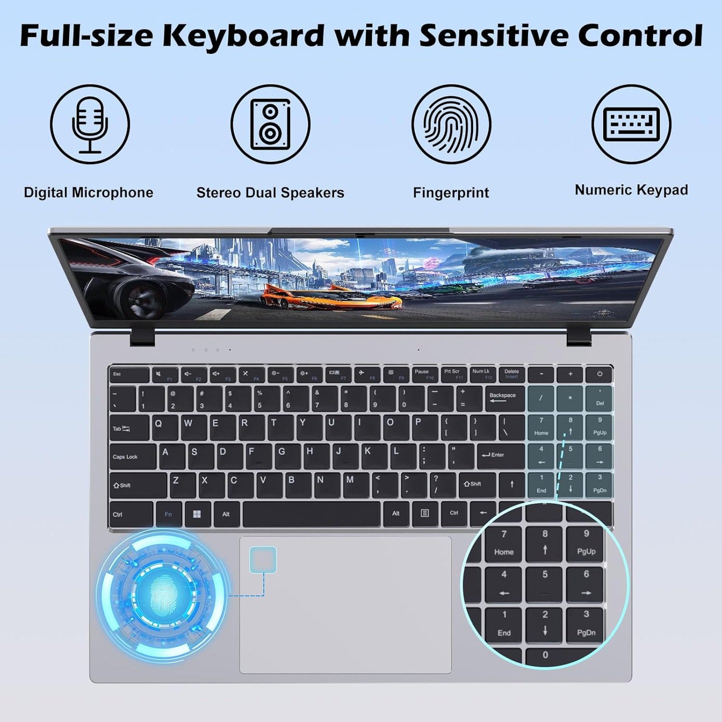 2025 Gina Laptop Computer 15 15.6 Inch FHD for Students & Busiess, 16GB RAM, 1TB SSD, Intel Quad-Core N100(Beat to i3-1115G4, Up to 3.4GHz), Type-C, Webcam, Fingerprint, Free Office, Windows 11 Pro