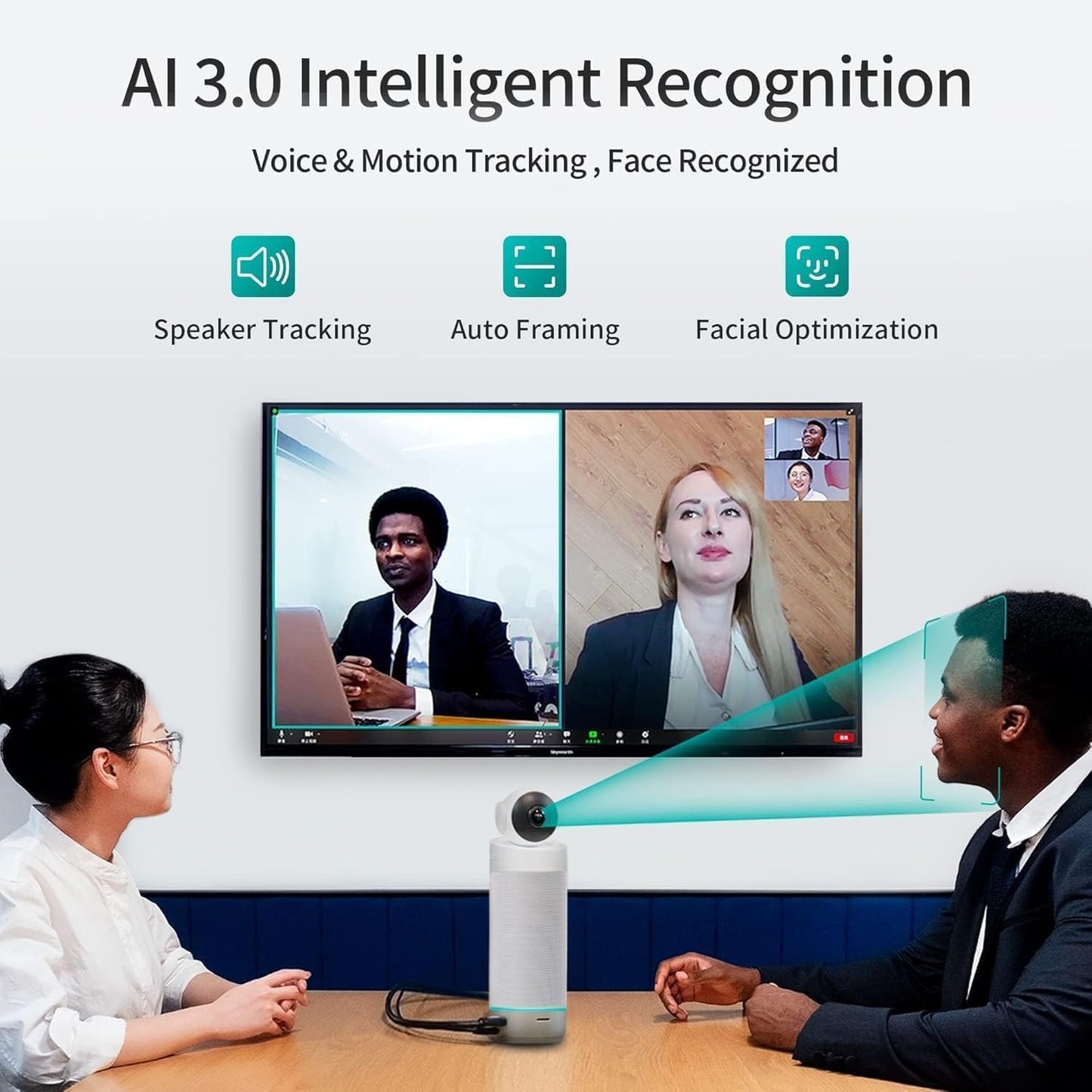 KanDao Meeting S - 180° Standalone Video Conferencing Camera, Microphone & Speaker Video Audio 4-in-one Meeting Camera, AI Smart Framing & Tracking, Hybrid Meeting Room Conference System, Zooming