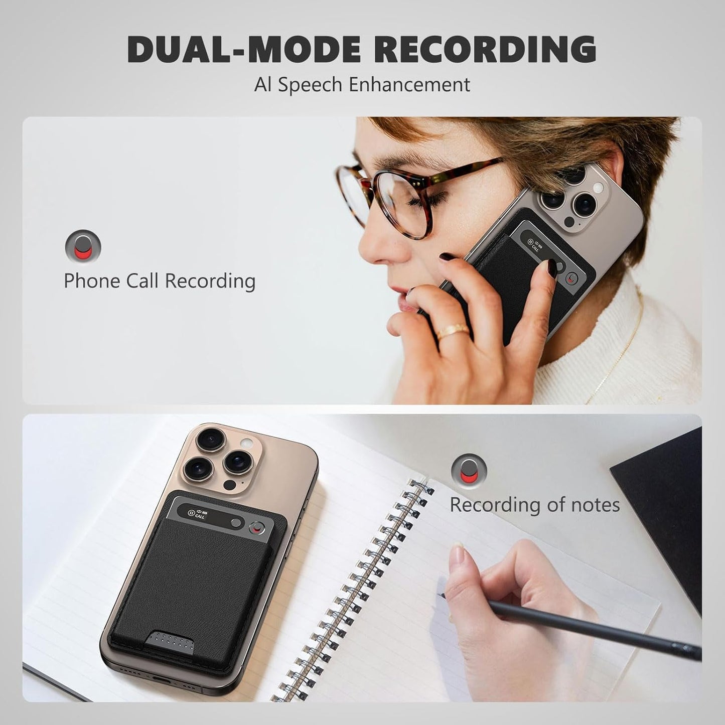 AI Voice Recorder, Voice Recorder AI Technology for Transcription & Summarization with Magnetic Housing, App Control,112 Languages, 64GB Memory, Audio Recorder for Lectures, Meetings