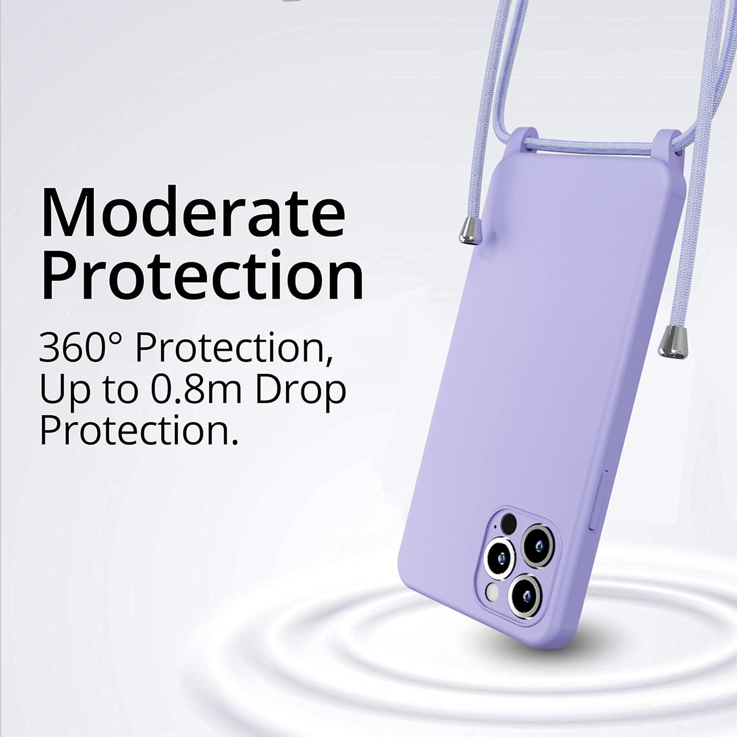 Blaspins Crossbody Lanyard Strap Case for iPhone 13 Pro, Neck Cross Body, Adjustable Holder Removable, Drop Protection Shockproof, Hands-Free Silicone Case 6.1 inch, 150 cm Strap, iP13Pro - Purple