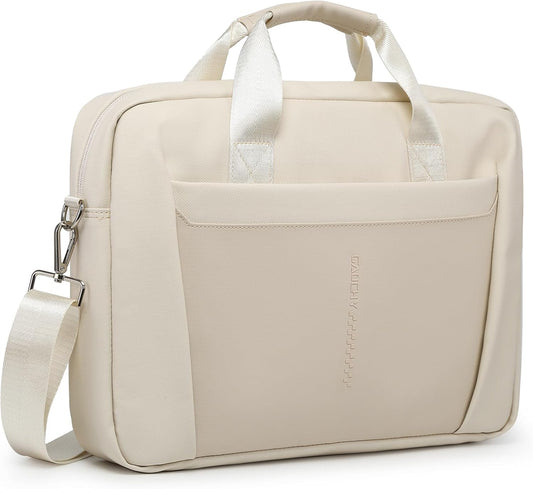 15-16 Inch Laptop Shoulder Bag Business Briefcase Water Resistant Computer Messenger Bags Compatible with MacBook Pro 16, MacBook Air 15 M4, HP, Dell, ASUS Notebook, Pearl White