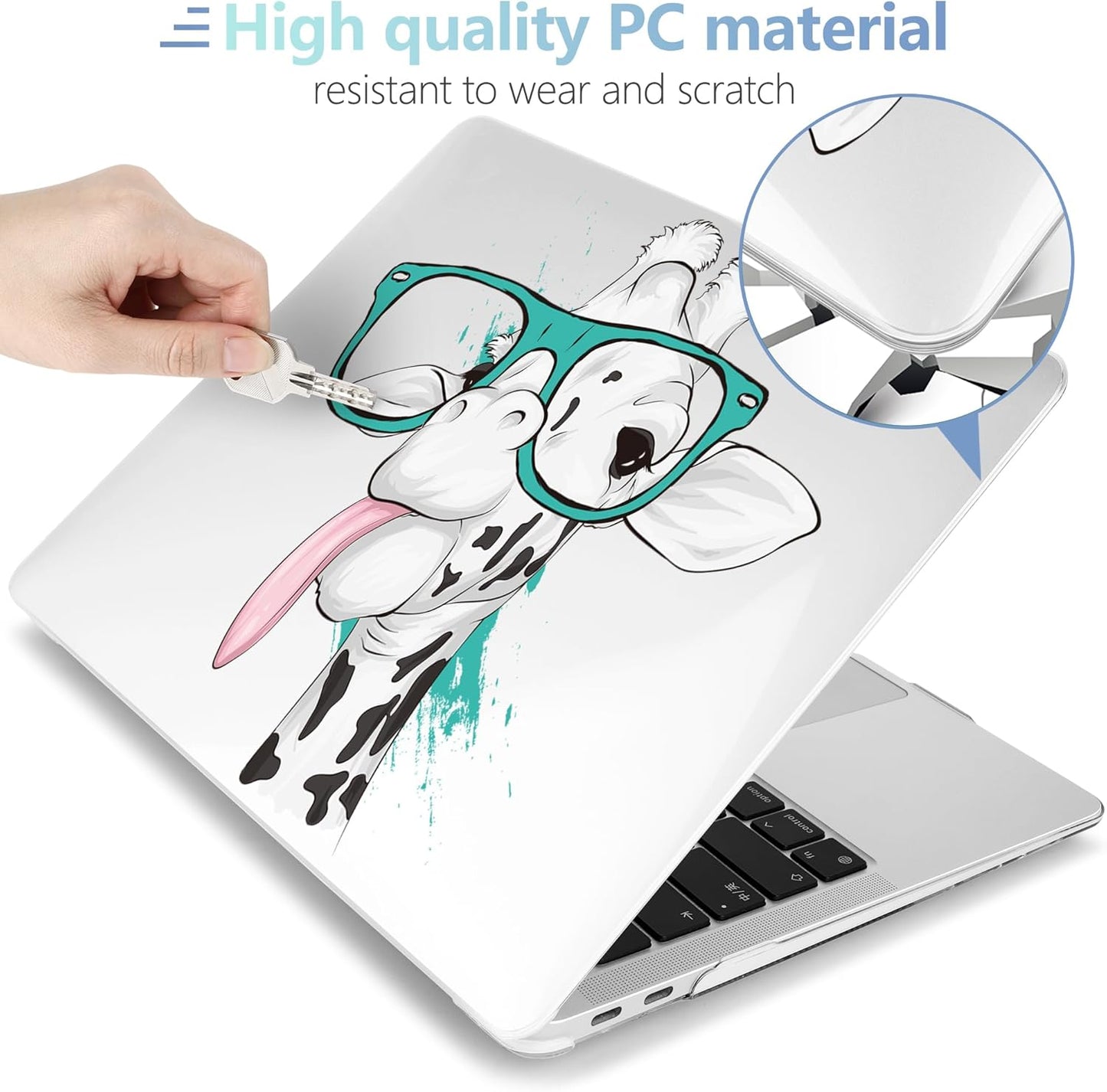 MEEgoodo for MacBook Air 13 inch Case 2021 2020 2019 2018 Released A2337 M1 A2179 A1932 with Touch ID, Plastic Hard Shell & Keyboard Cover Compatible with MacBook Air Case 13.3, Funny Giraffe