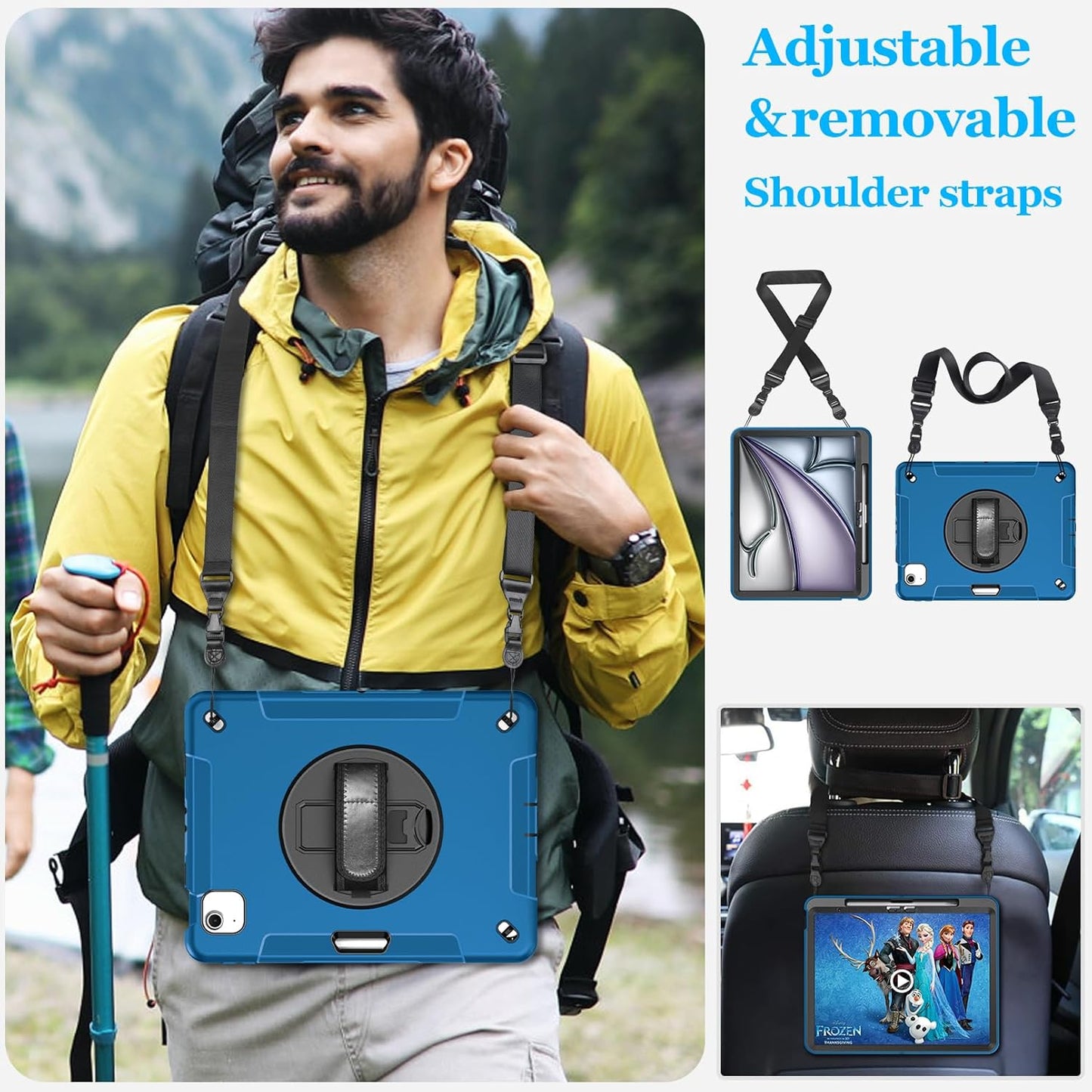 Case for iPad Air 13 Inch M3 2025 & M2 2024: Military Grade Cover for iPad Pro 12.9 6th/5th/4th/3rd Generation W/Screen Protector- Stand- Pencil Holder- Handle- Shoulder Strap- Blue