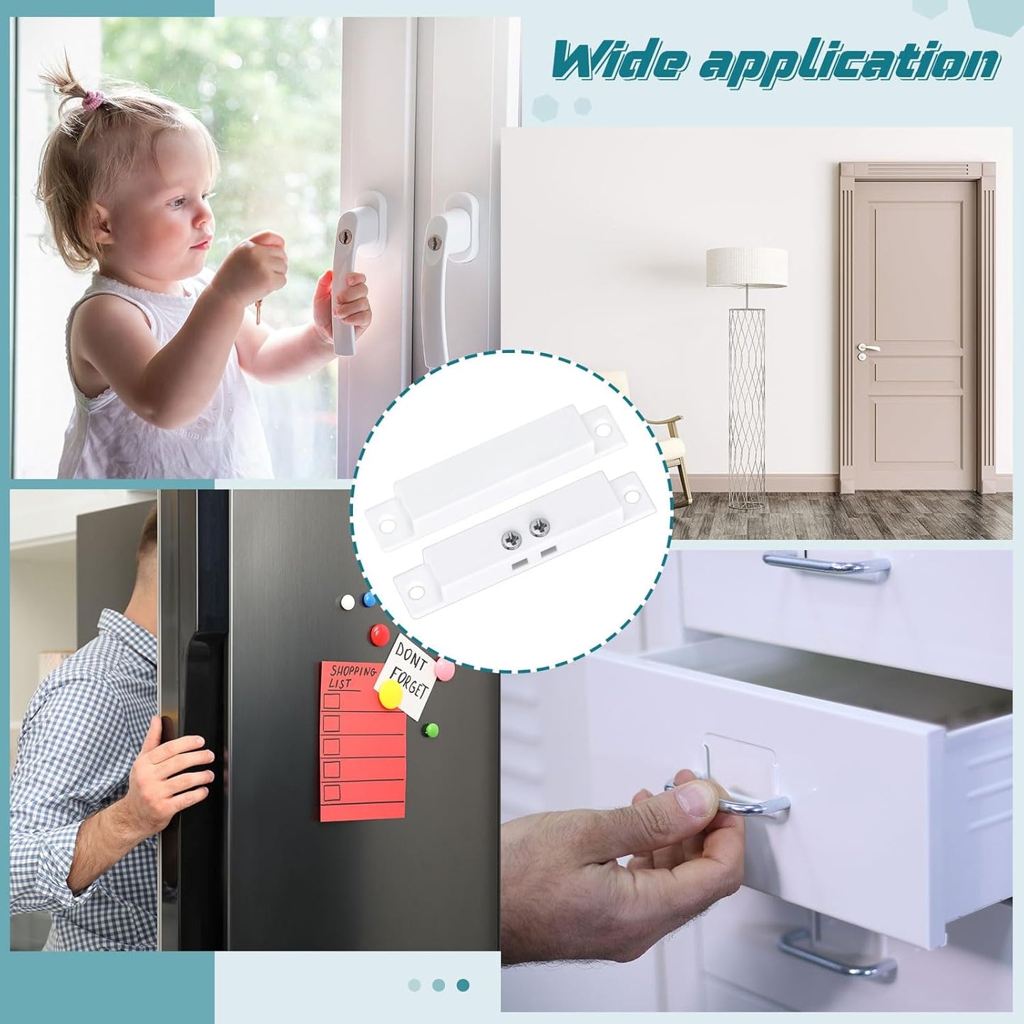 20 Sets NC Wired Surface Mounted Alarm Magnetic Door Contact Sensor Door Window Reed Switch Sensor with Double Side Tape for Security