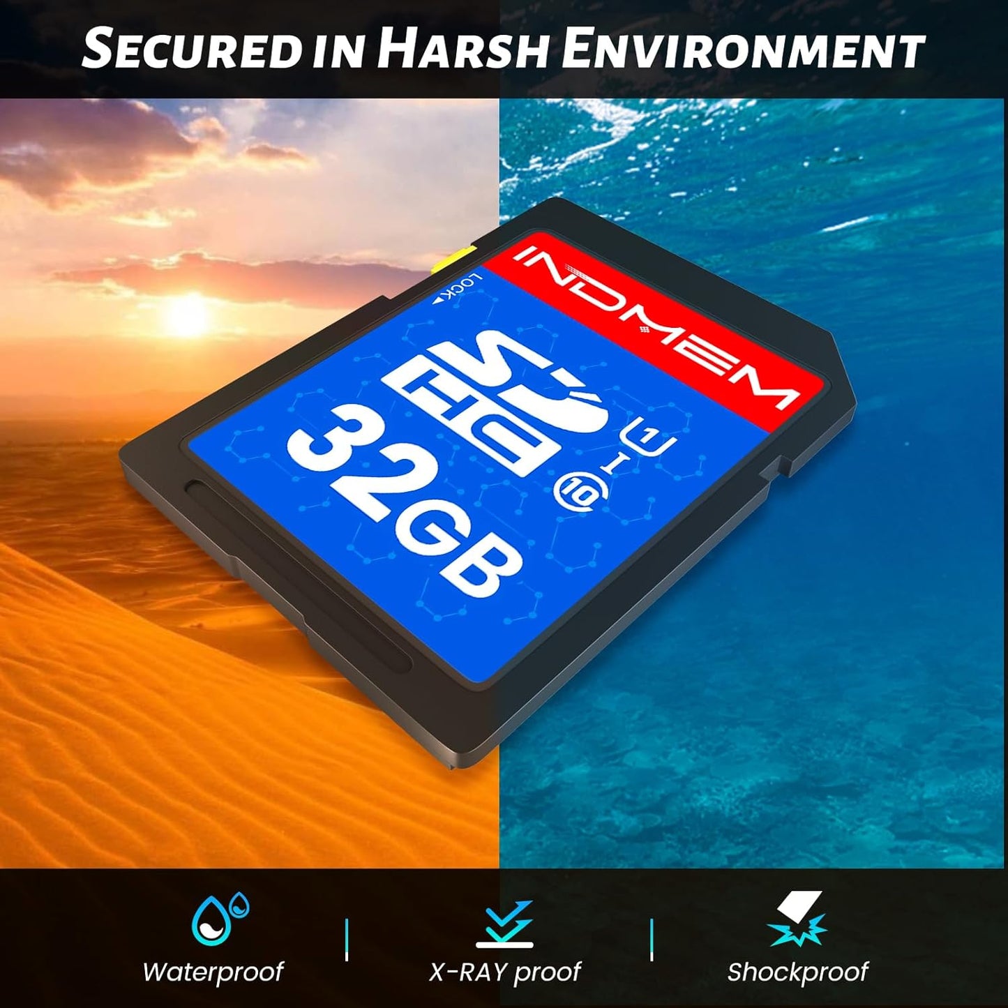 INDMEM SD Card 32GB, 10-Pack UHS-I Class 10 MLC Flash Memory Card, High-Speed Secure Digital Cards for Cameras, DSLR, Action Cams - Reliable Storage