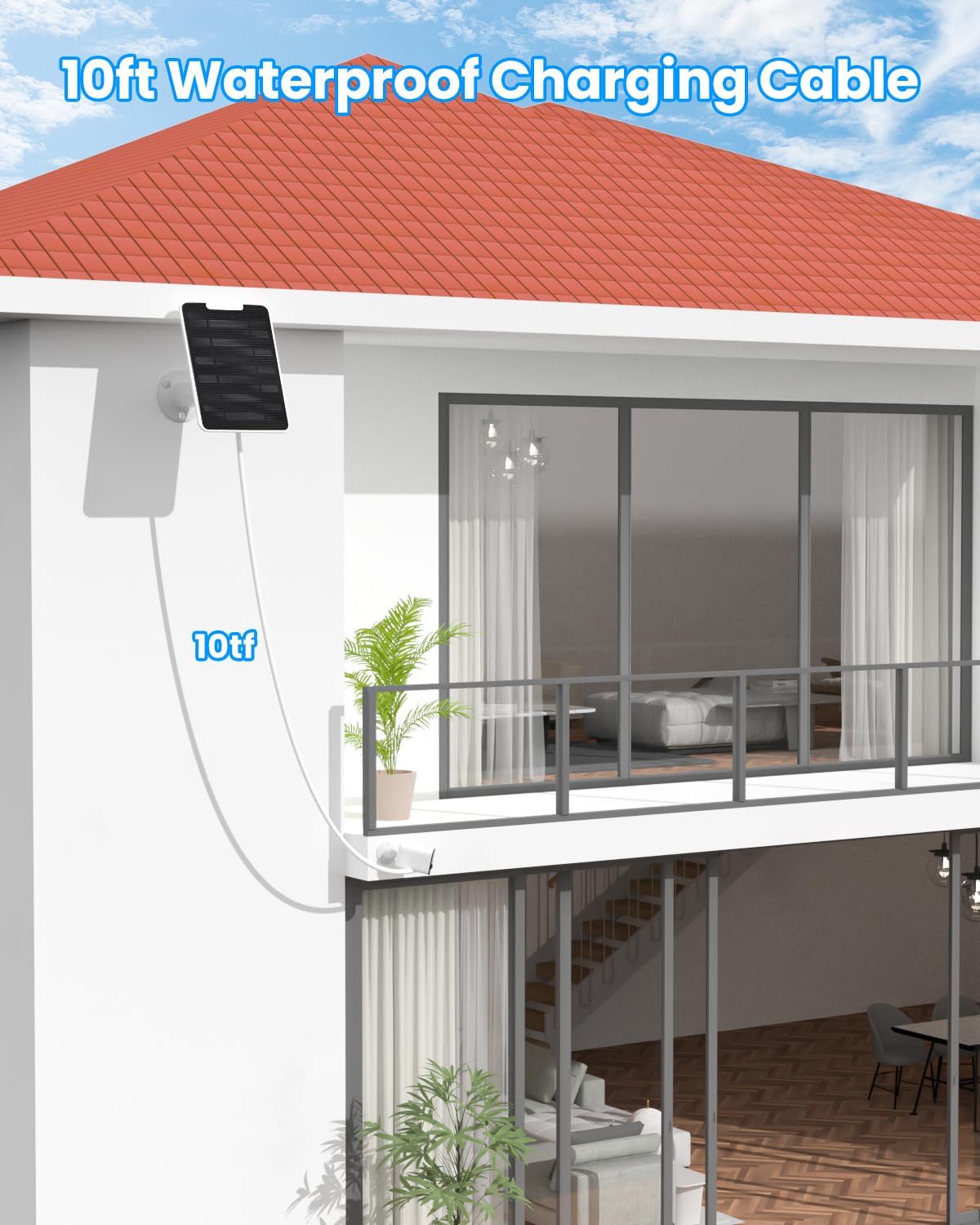 5W Arlo Solar Panel Charger Compatible with Arlo Essential Spotlight/XL Spotlight Camera, Arlo Essential Solar Panel Charger w/ 10ft Waterproof Micro USB Charging Cable, Adjustable Wall Mount, 1 Pack