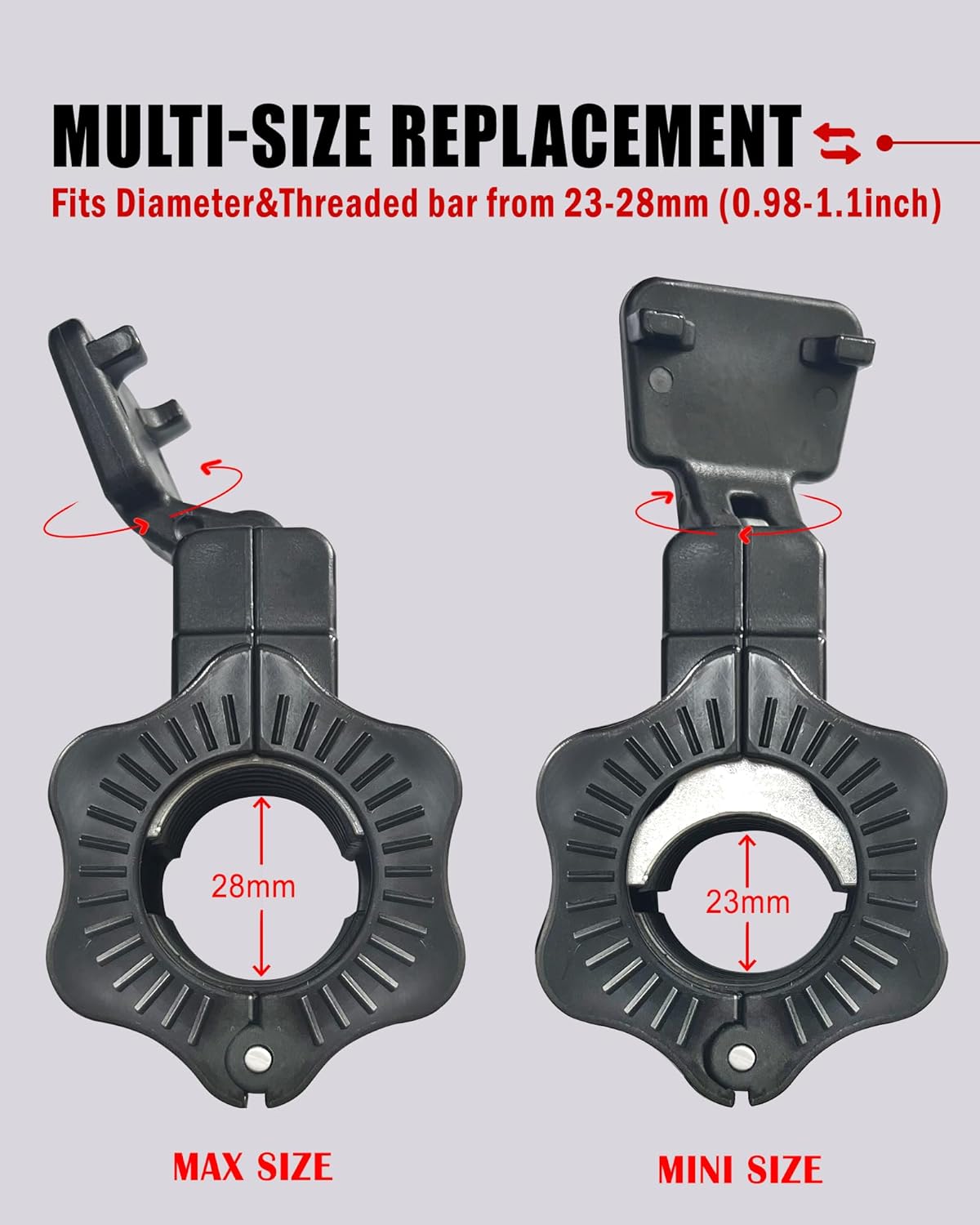 Adjustable Barbell Clips (2-Pack), Fits 0.98-1.1" Olympic & Standard Bars, Secure Locking Collars for Weight Lifting Strength Training