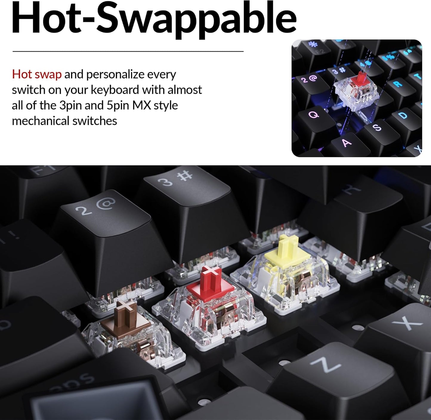 Keychron C3 Pro TKL 80% Wired Mechanical Keyboard, 8K Polling Rate, QMK/VIA Programmable, Hot-Swappable, RGB Backlit Shine-Through Keycaps, Super Red Switch, for Windows/Mac