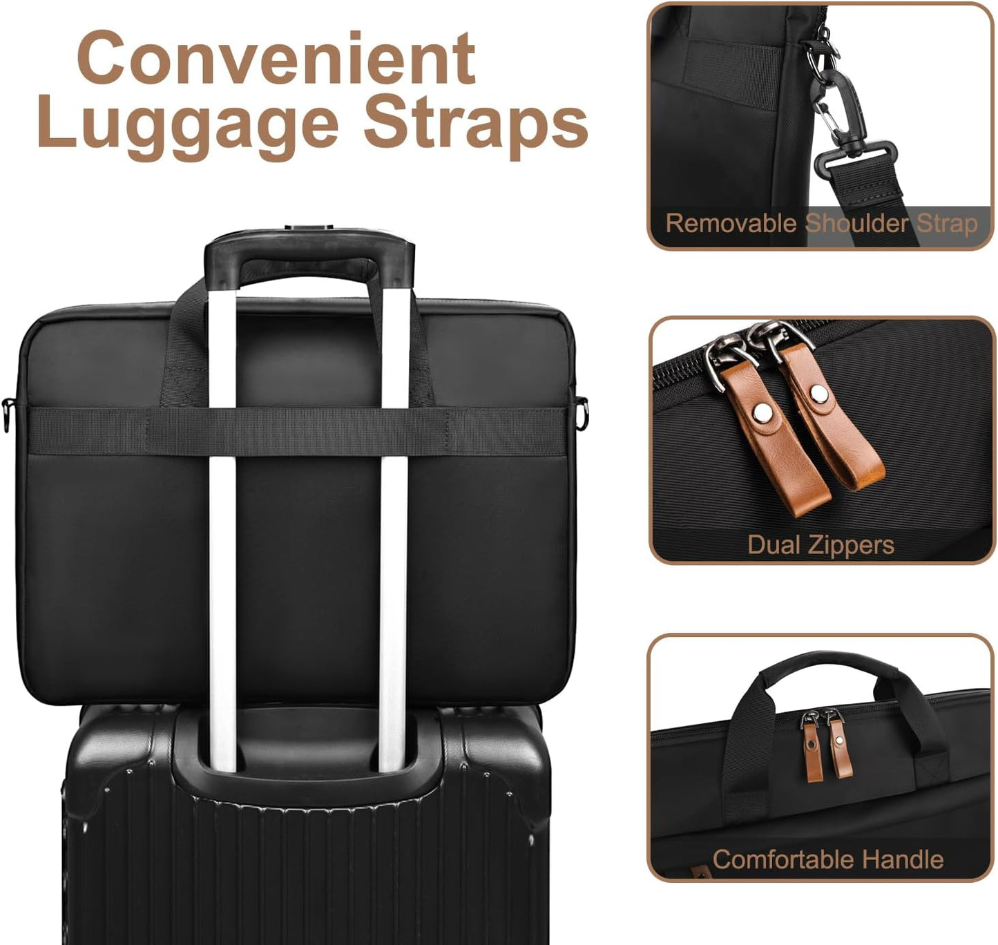 ESTARER Laptop Bag 17-17.3 Inch, Computer Bags for Men Water-resistant Nylon Laptop Case Slim Laptop Sleeve Fits Hp/Dell/Asus/Lenovo/Acer, Black