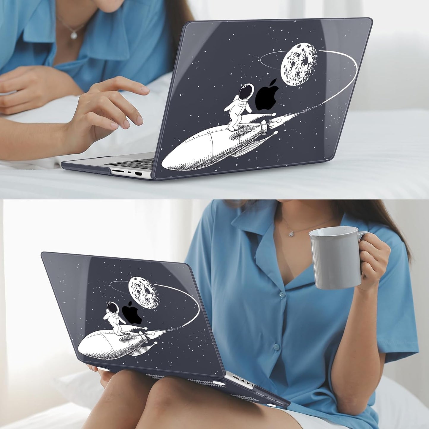 Mektron Case for MacBook Pro 16" M4 A3403 A3186 M3 A2991 M2 A2780 M1 A2485 (2021/2023/2024) Pro/Max with Touch ID, Hard Shell Plastic Laptop Cover Keyboard Cover Screen Protector, Astronauts