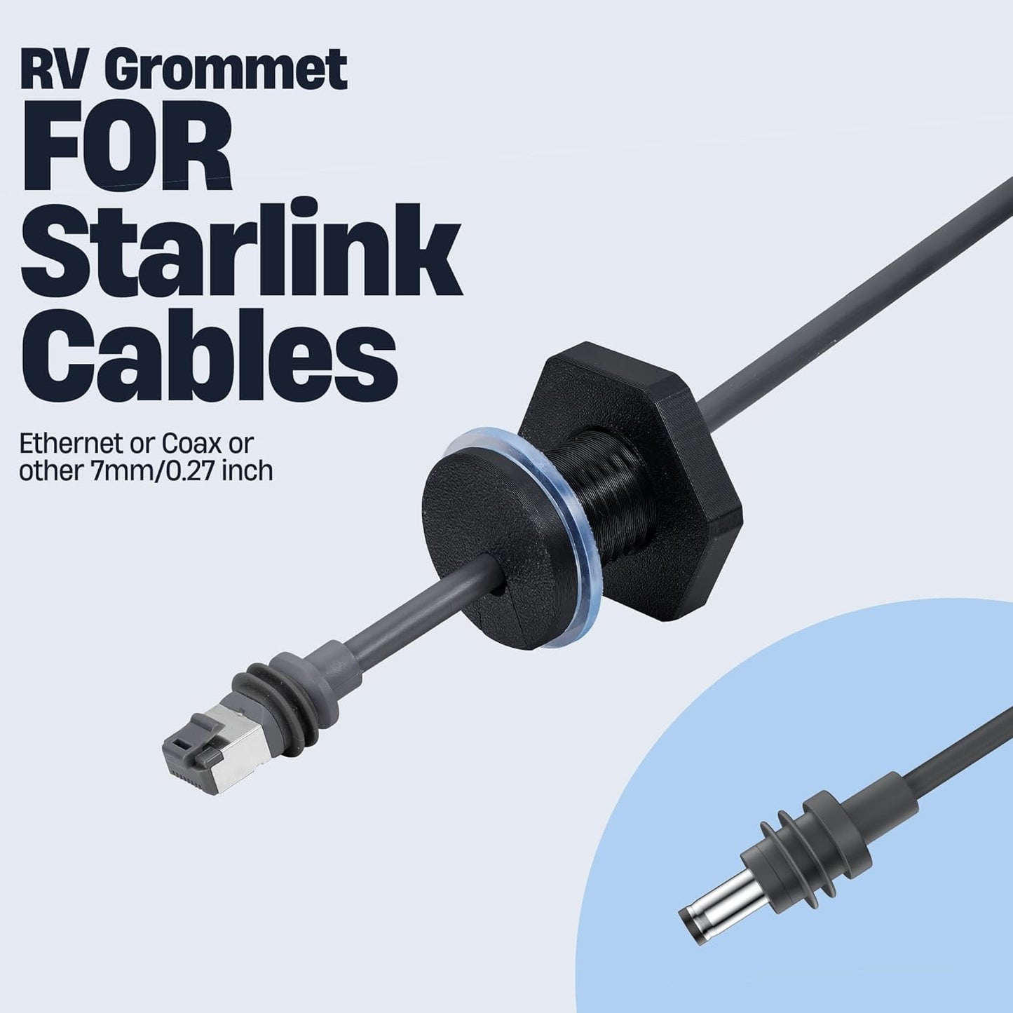 2Pcs RV Cable Passthrough for Starlink mini, RV Cable Grommet Compatible with Starlink, Ethernet, Coax, Water-Resistant and Anti-Drop RV Cable Routing(Black)