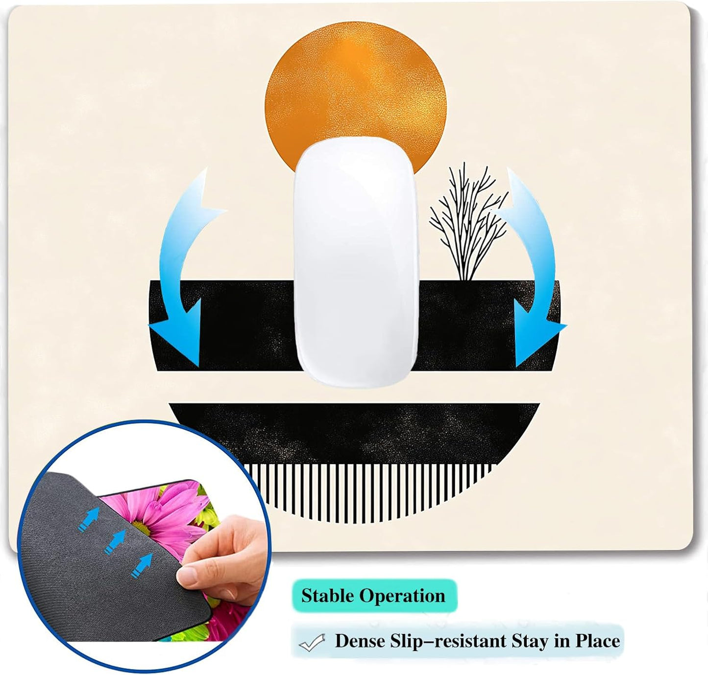 Aesthetic Art Magic Boho Custom Mouse Pad with Non-Slip Rubber, Small Square Design for Wireless Laptop & Computer Mouse Pads for Desk, 9.5 x 7.9 inch Smooth Surface for Gaming & Office