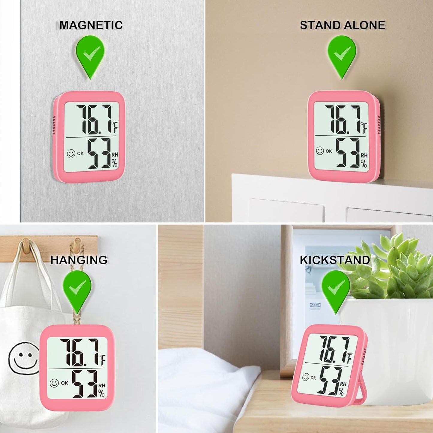 Antonki 2 Pack Room Thermometer for Home, Indoor Hygrometer Humidity Meter Gauge, Digital Temperature and Humidity Sensor Monitor for House, Terrarium, Incubator, Greenhouse - Battery Included