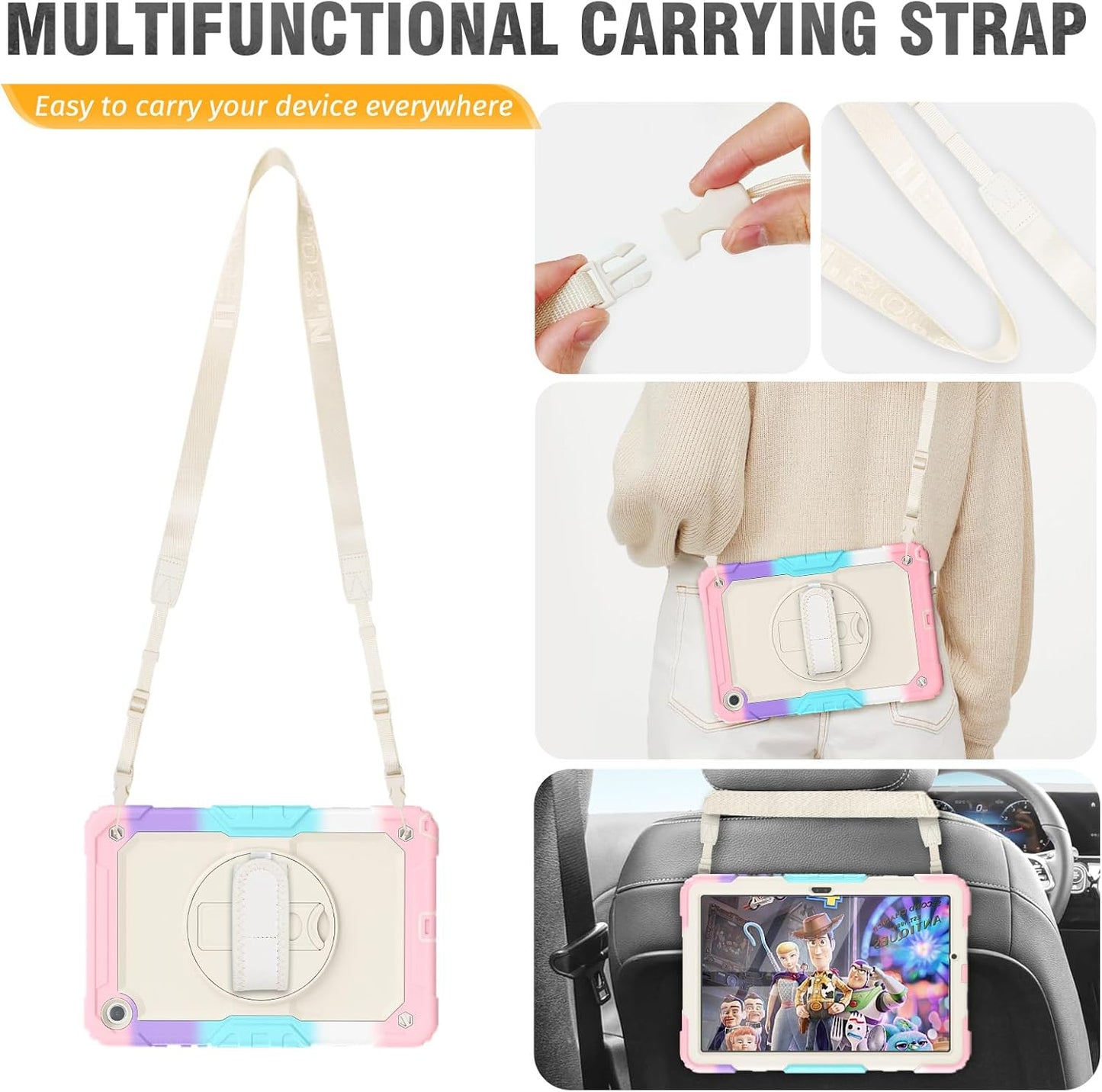 HXCASEAC Case for Samsung Galaxy Tab A9+ Plus 11 Inch, Protective with Screen Protector/Hand Strap/Pen Holder, Sturdy Shockproof Galaxy A9 Plus Tablet Case 2023 SM-X210/X216/X218 - Pink