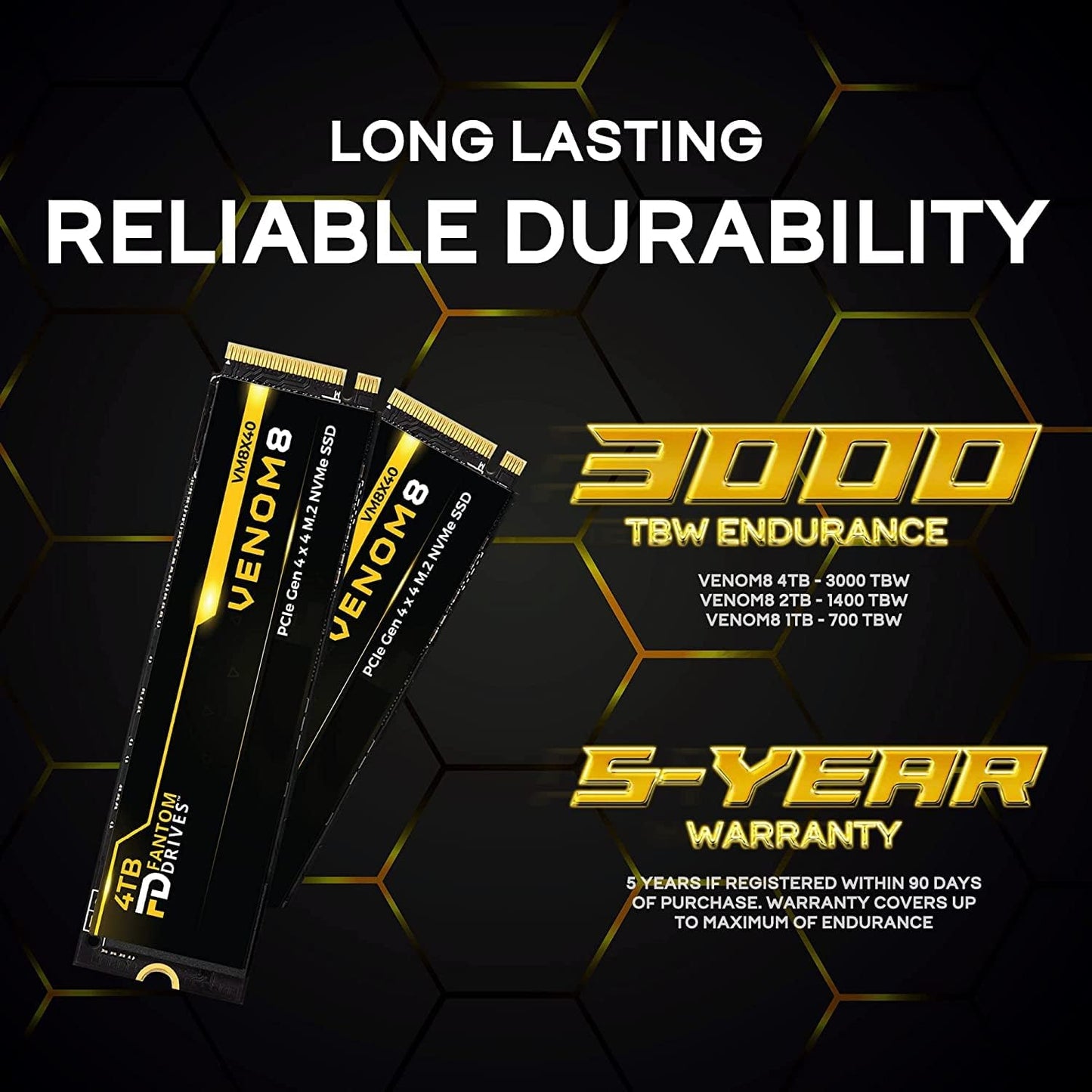 Fantom Drives - VENOM8 2TB NVMe Gen 4 M.2 Internal SSD - PS5 Memory Upgrade 3D NAND TLC – DDR4 DRAM Cache - 7400MB/s Solid State Drive w/ Heatsink (VM8X20-PS5)