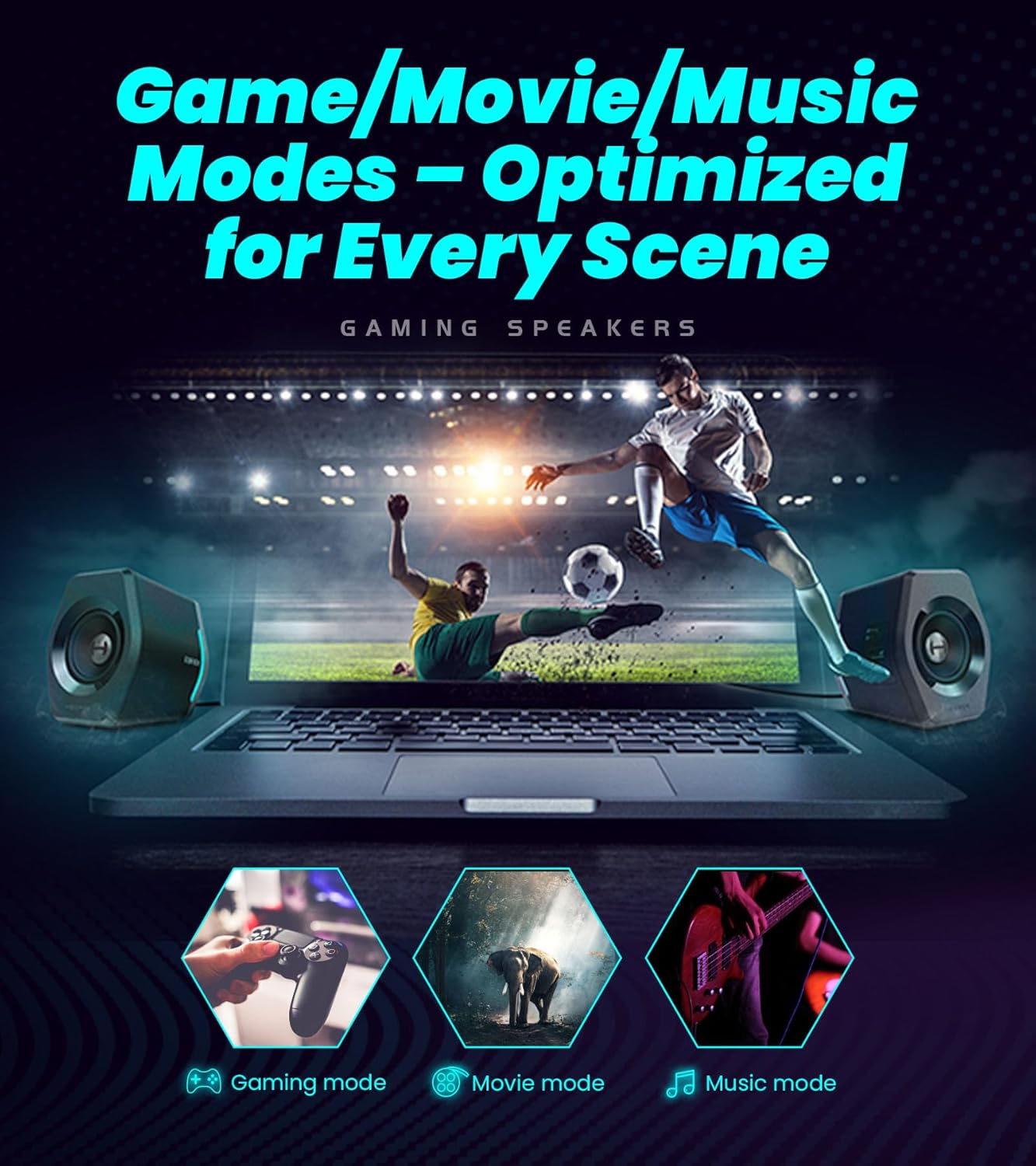 Edifier Hecate RGB Gaming Speakers, 32W Peak Power, Bluetooth 5.1, Game/Movie/Music Modes, 12 RGB Lighting Effects, Compact Design for PC/PS4/Desktop - White