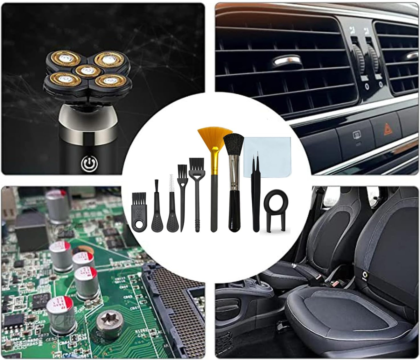 Computer Keyboard Cleaning Brush, Anti Static Nylon Electronics Cleaning Brush Kit, for Computer Keyboard, Printer, Phone, Sewing Machine, Car Interior Detailing, Razor Cleaning (Set of 10)