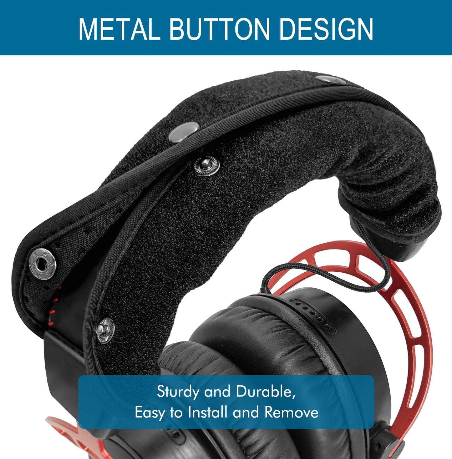 GEVO Replacement Headphone Headband Cover for HyperX Cloud & Alpha,Cloud 1/2/3/Pro,Cloud X/Core,Flight,Stinger Gaming Headset,Headband Cushion Easy Installation No Tool Needed-Velvet Black