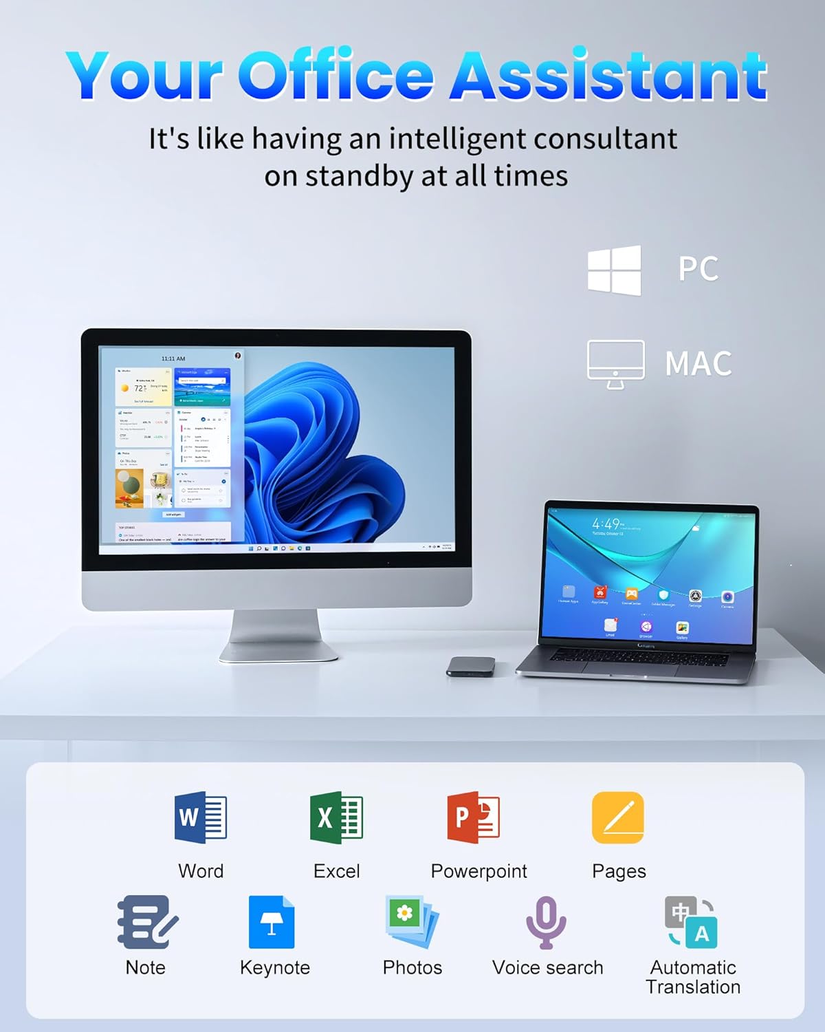 2025 AI Mouse, Bluetooth Wireless Mouse with Voice Input Search, Voice and Word Translation, Form Document Output, Code Generation, AI Writing, AI Drawing, Rechargeable, for Windows, macOS(Pink)