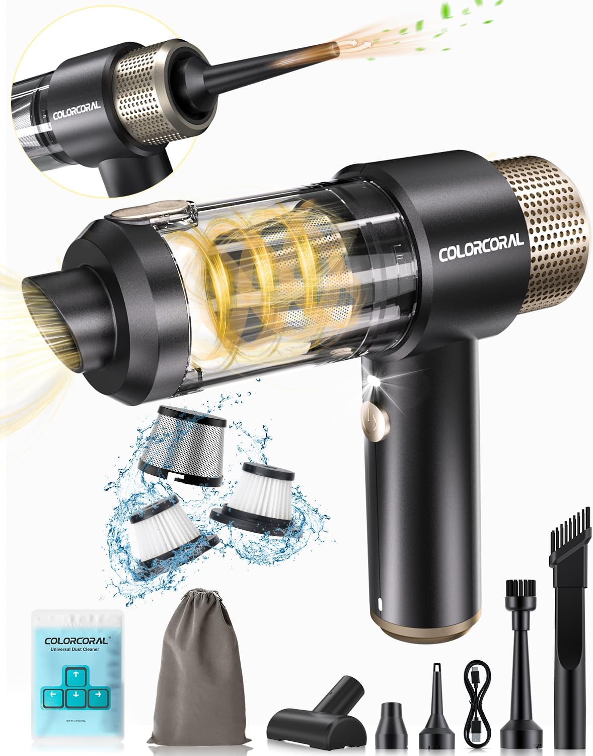 COLORCORAL Mini Vacuum Cleaner Portable Cordless Keyboard Cleaner Powerful Suction Handheld Vacuum &Computer Air Duster for Office Desktop Laptop Keyboard Car and Home Cleaning