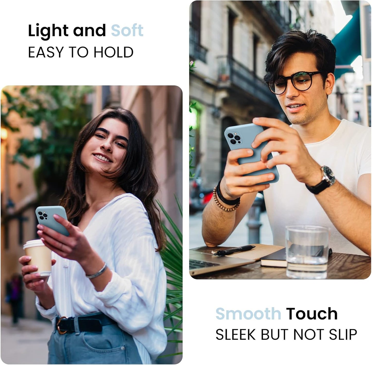 FireNova for iPhone 14 Pro Case, Silicone Upgraded [Camera Protection] Phone Case with [2 Screen Protectors], Soft Anti-Scratch Microfiber Lining Inside, 6.1 inch,Sky Blue