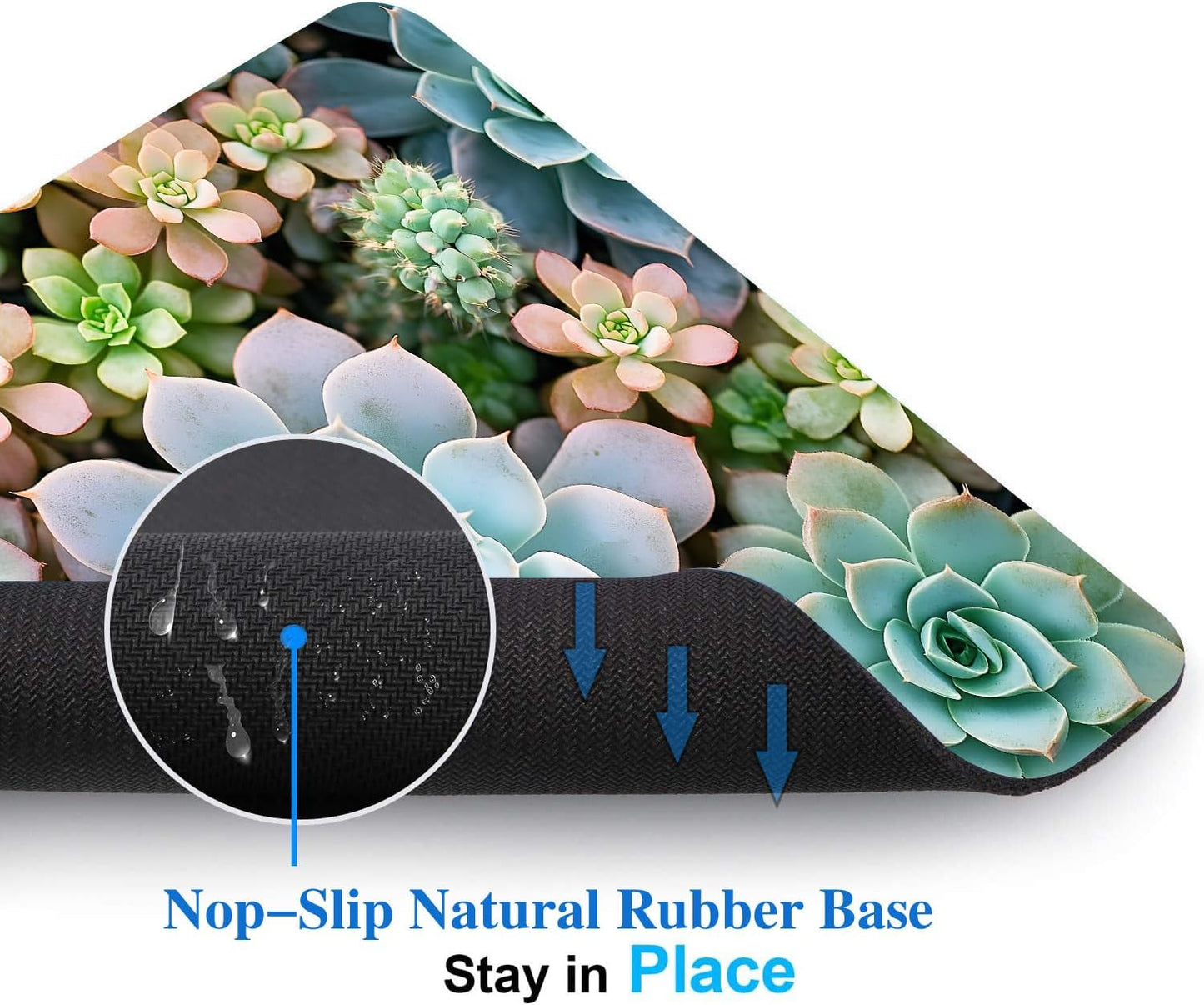 Cute Succulent Plants Mouse Pads for Desk, Portable Wireless Computer Mouse pad Small Design with Women, Non-Slip Rubber Base Laptop Mousepad 9.5" x 7.9" Smooth Surface for Office & Travel