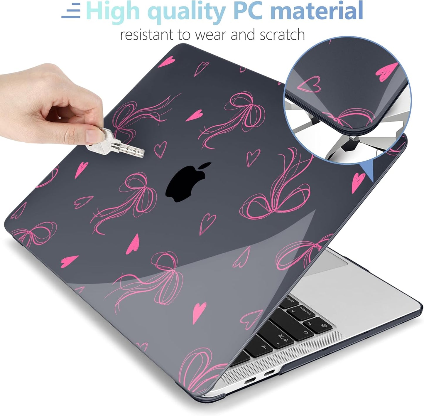 MEEgoodo Case for MacBook Pro 13 inch Case 2022 2021 2020 New A2338 M2/M1 A2251 A2289, Laptop Hard Shell with Keyboard & Camera Cover Compatible with 13 inch MacBook Pro, Ribbons Bow