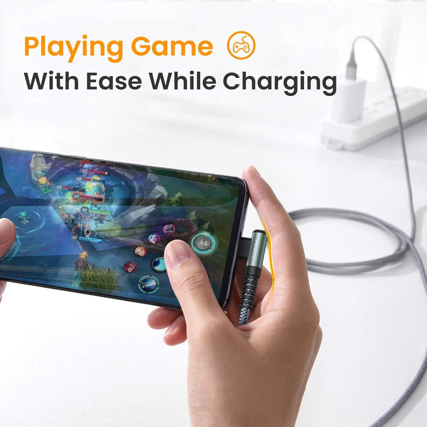 AINOPE 2-Pack USB to USB C Cable 3.1A Fast Charge, [3.3FT+10FT] Right Angle Type C Charging Cable, Durable Nylon Braided USB C Cable Fast Charge Compatible Galaxy S10 S9 S8 Plus S21, LG V30,V20,G6