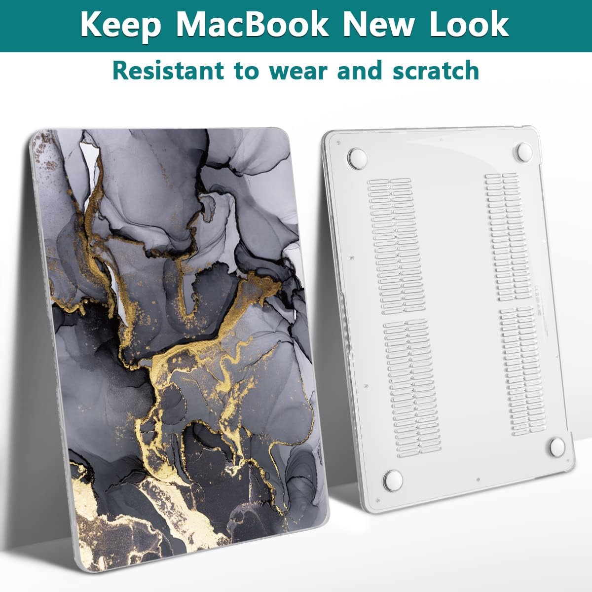 Teryeefi Compatible with 2018 2019 2020 MacBook Air 13 inch Case M1 Chip A2337 A2179 A1932 Retina Display Touch ID, Plastic Hard Shell & Keyboard Cover & Screen Protector,Gray Marble