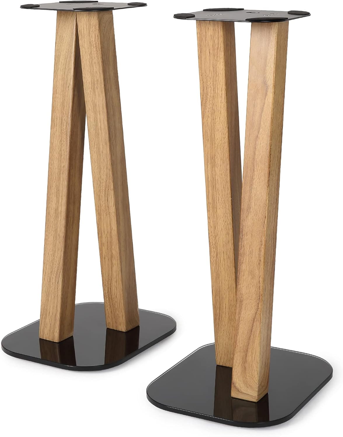 EXIMUS One Pair Fixed Height Universal Speaker Floor Stands - Oak - 600 Series