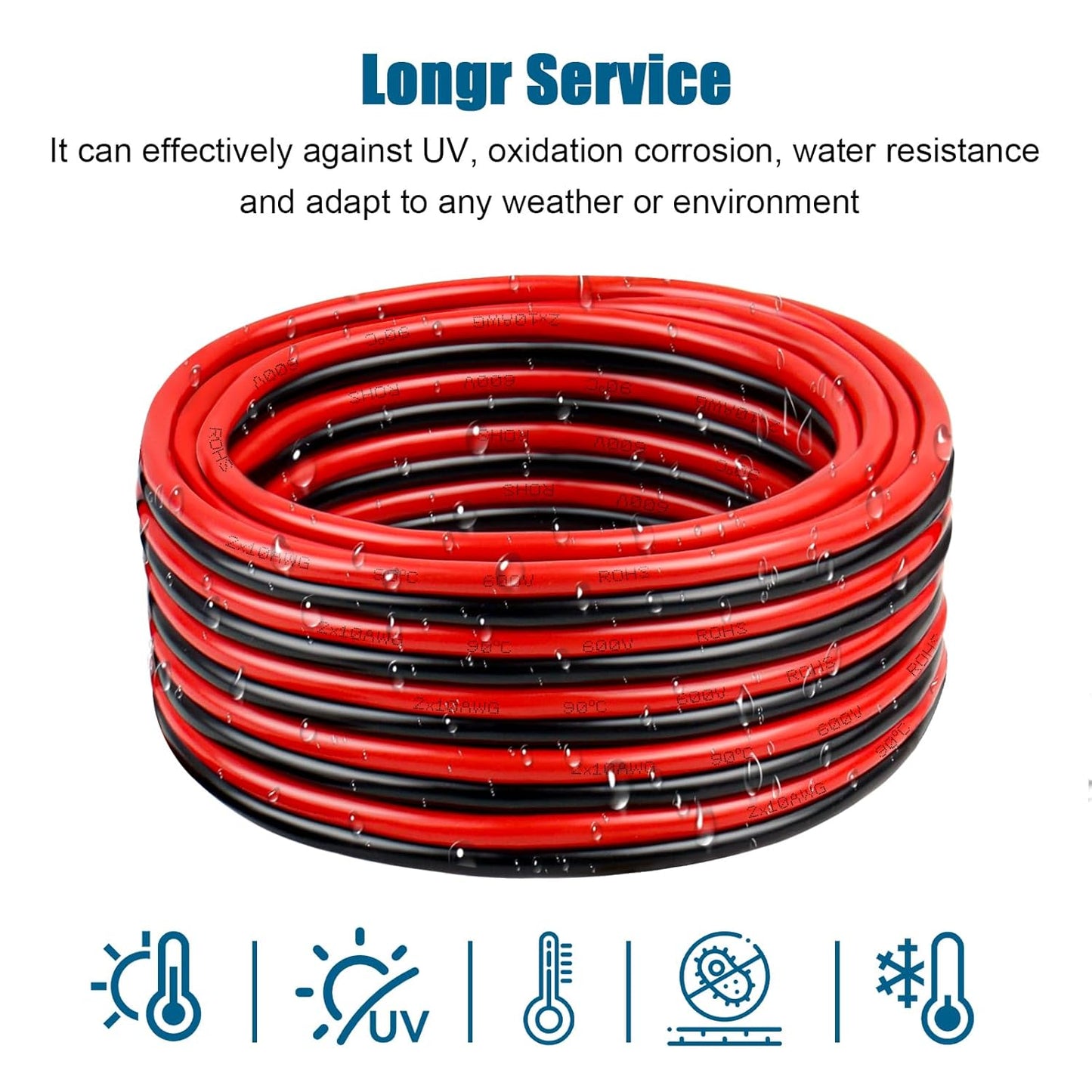 8 Gauge Wire 2 Conductors Copper Wire, 8 AWG Battery Cable Oxygen Free Copper Wire for Solar Panel, Automotive, Trailer, RV and Speaker (8 Gauge 20FT)