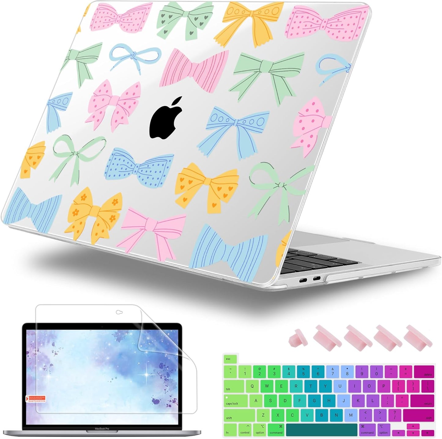 for MacBook Pro 16 inch Case 2019 2020 Release Model A2141, Plastic Hard Shell Cover with Keyboard Cover & Screen Protector for MacBook Pro 16 inch with Touch Bar & Touch ID, Colorful Bow