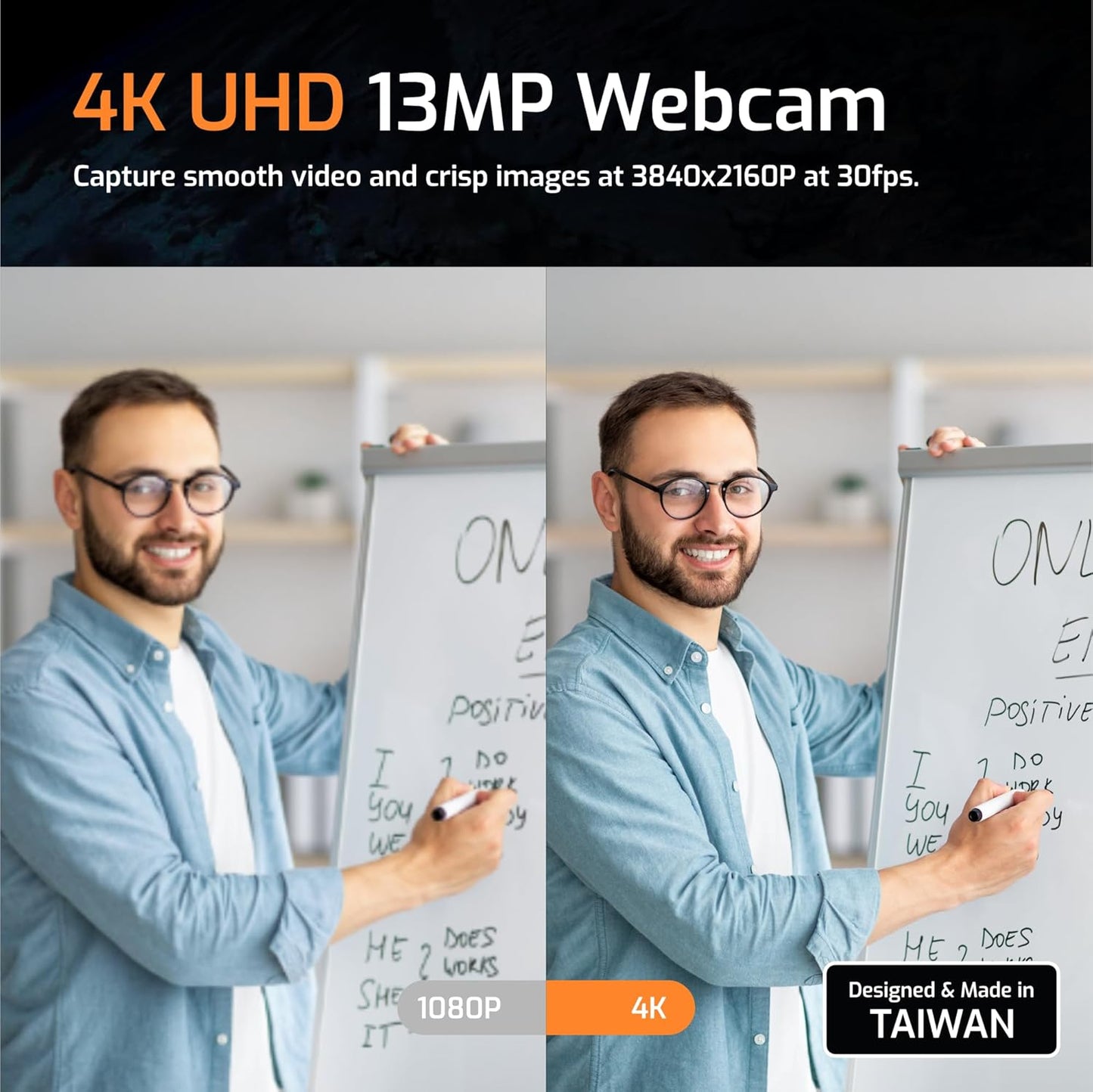 INS-Flip 4 4K USB Portable Document Camera/Webcam/Visualiser—13MP Ultra HD, Foldable Design, Auto Focus, Mic, LED, Compatible with Mac OS, Windows, iPad, Chromebook for Distance Learning