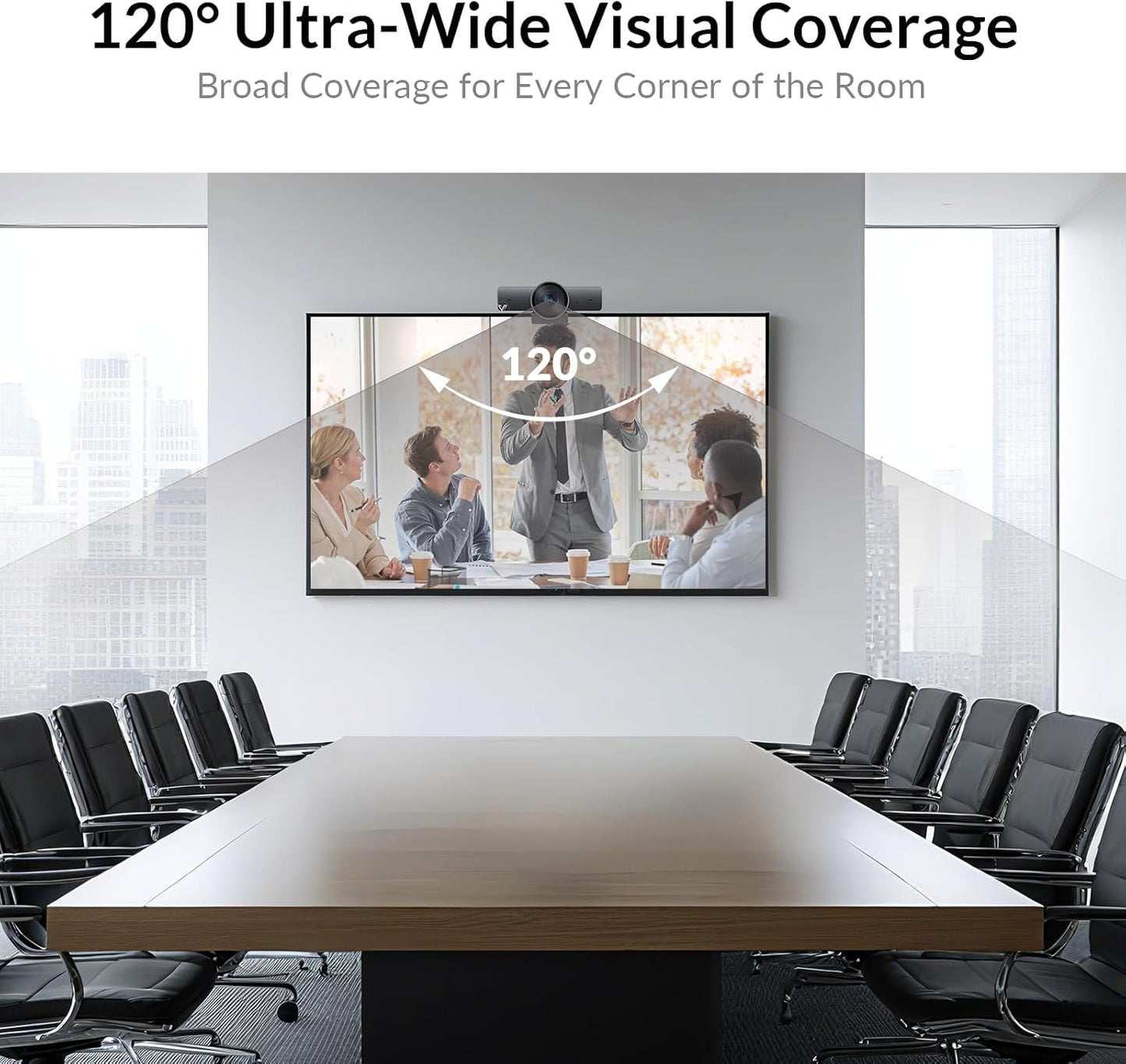 AV Access 4K Conference Room Camera, 1/1.8' Sensor, Individuals Gallery, 120° FOV, 5X Digital Zoom, Auto Framing, Presenter Tracking, Dual Mics, ePTZ, Privacy Cover, Work with Teams, Zoom, Meet