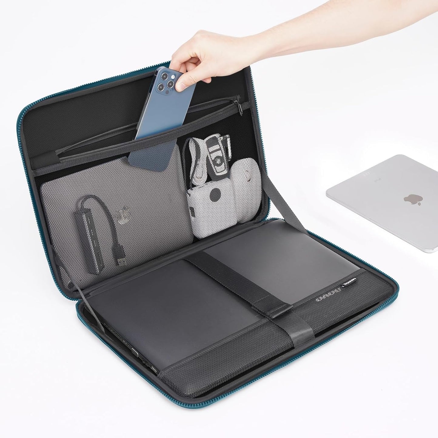 DOMISO 13.3 inch Laptop Sleeve with Handle Shockproof Computer Bag Waterproof EVA Protective Carrying Case for 13-13.3 inch Notebooks/13 MacBook Air/MacBook Pro Retina/Dell XPS 13/HP, Teal