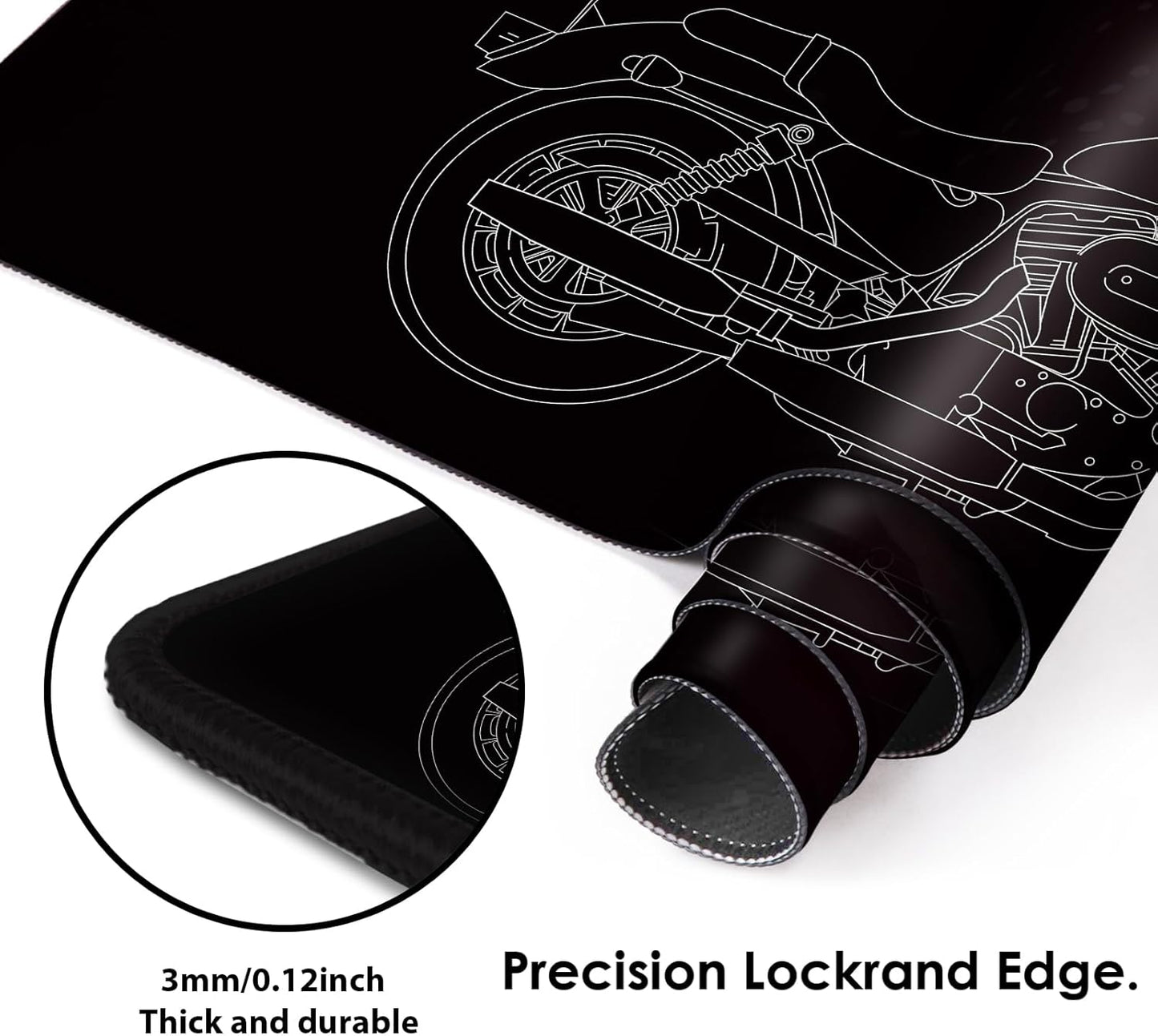 Galdas Gaming Mouse Pad XXL XL Large Long Extended Big Mousepad Non-Slip Rubber Keyboard Mouse Pad with Stitched Edges for Laptop Home Office (31.5x11.8x0.08 Inch) … (Motor)