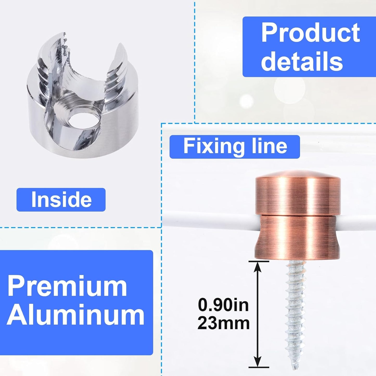 3 Sets Charger Holders for Cords, Adjustable Cable Anchor Holders, Adhesive Metal Cord Clips, Cable Management Wire Organizers for Desk, Office, Nightstand - Gold, Red Bronze, Silver