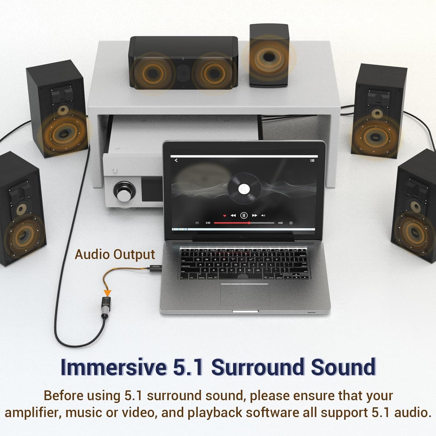 Cubilux USB A to TOSLINK Optical Audio Adapter, Unidirectional USB Type A to SPDIF Digital Converter, S/PDIF Transmitter for Computer Laptop PC PS5/4 ONLY, NOT for TV Or Other Devices