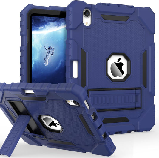 Grifobes Case for iPad Mini 7 (A17 Pro) 2024 / Mini 6 2021 8.3 inch, Heavy Duty Shockproof Rugged Cover with Pencil Holder Stand, for I Pad Mini 7th/6th Gen 8.3" Case for Kids Boys (Navy Blue)
