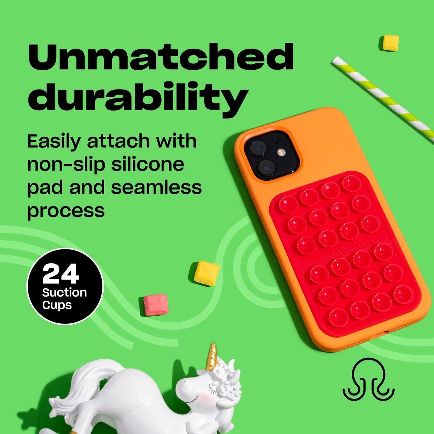 Classic MAX - Silicone Suction Phone Case Adhesive Mount - Hands-Free, Strong Grip Holder for Selfies and Videos - iPhone and Android Compatible - 2.6″ x 3.9″, Transparent