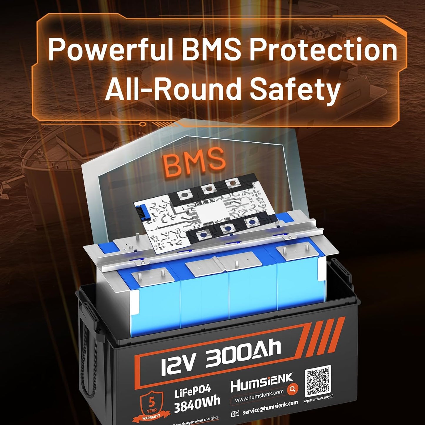 Bluetooth 12V 300Ah Battery LiFePO4 Lithium Built-in 100A BMS, 15000 Deep Cycles Battery 3840Wh with Low-Temp Protection for RV Marine Trolling Motor Home Energy Storage Off-Grid Living, 2 PACK