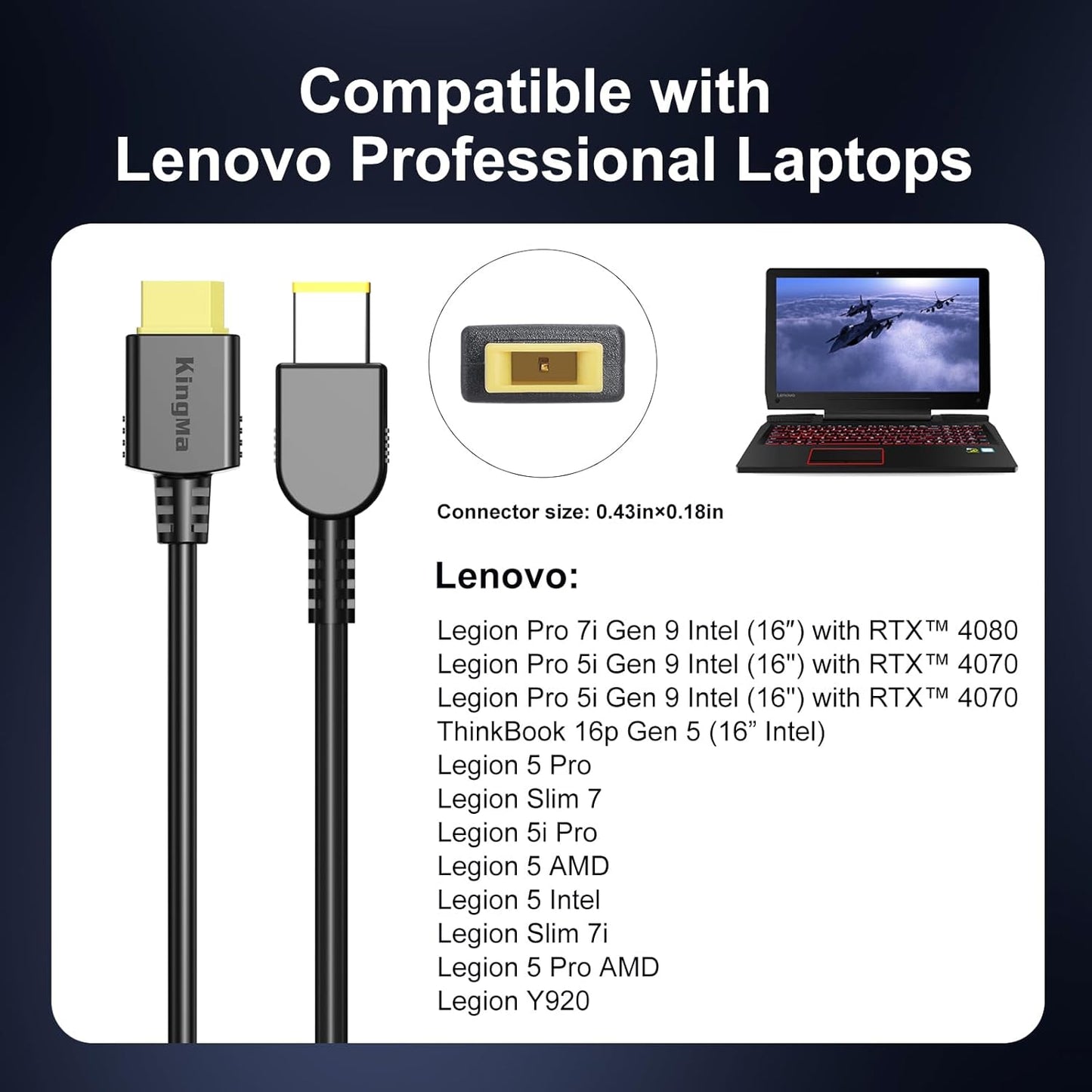 330W Lenovo Legion 7i GaN Laptop Charger with XT60 Port (20V/16.5A) 11/45mm PD 3.0 Fast Charging Adapter, Compatible with Legion Slim 7i N9000K Y9000X R9000P- Gaming & Engineering Laptops Charger