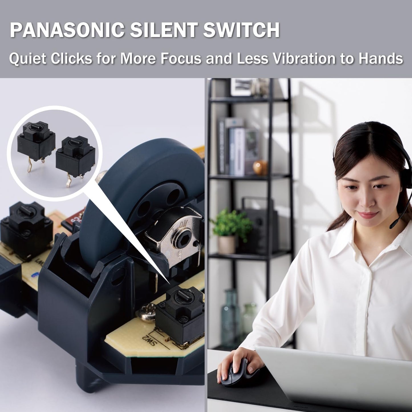 ELECOM Wireless Ergonomic Shape Mouse, 2.4GHz with Mini USB Receiver, Silent Click, Right Hand 2000DPI, 5 Buttons, Optocal Sensor, Compatible with PC, Mac, Laptop, EX-G, Msize Black (M-XGM30DBSKBK)