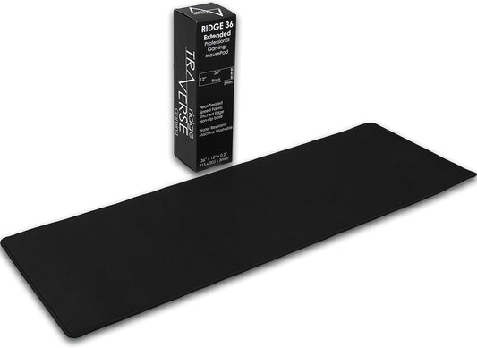 Gaming Mouse Pad (5mm) Extended 36 inch | 36x12x0.20 Extra Thick | Black | Stitched Edge, Large Washable Desk Mat