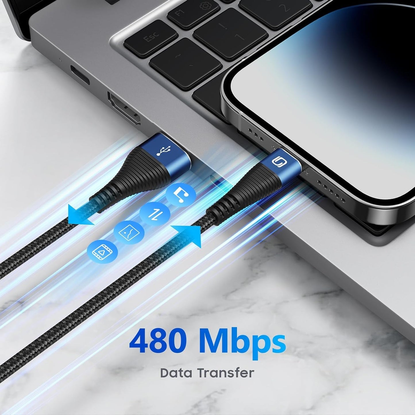 3 Pack iPhone Charger 10FT [Apple MFi Certified] Long USB to Lightning Cable Fast Charging Cord Braided Compatible with iPhone 14/Pro/Pro Max/Plus, 13,12,11,8,7,6,6s, X/XR/XS/SE, iPad/iPod/AirPods